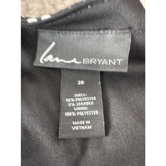 Lane Bryant Plus Sz 28 Stretch Polka Dot Faux Wrap Midi Dress Black White Lined - Picture 6 of 9